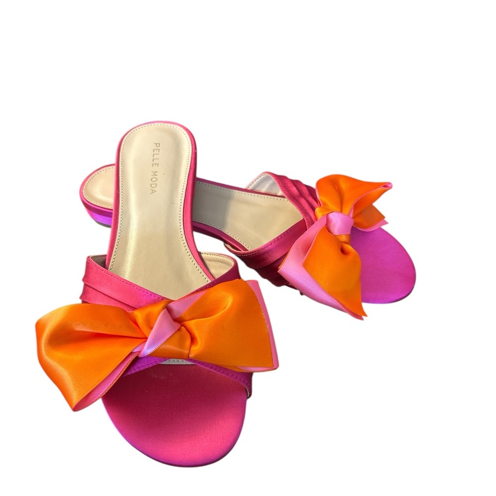 Pelle Moda Vibrant Pink and Orange Slide Sandals